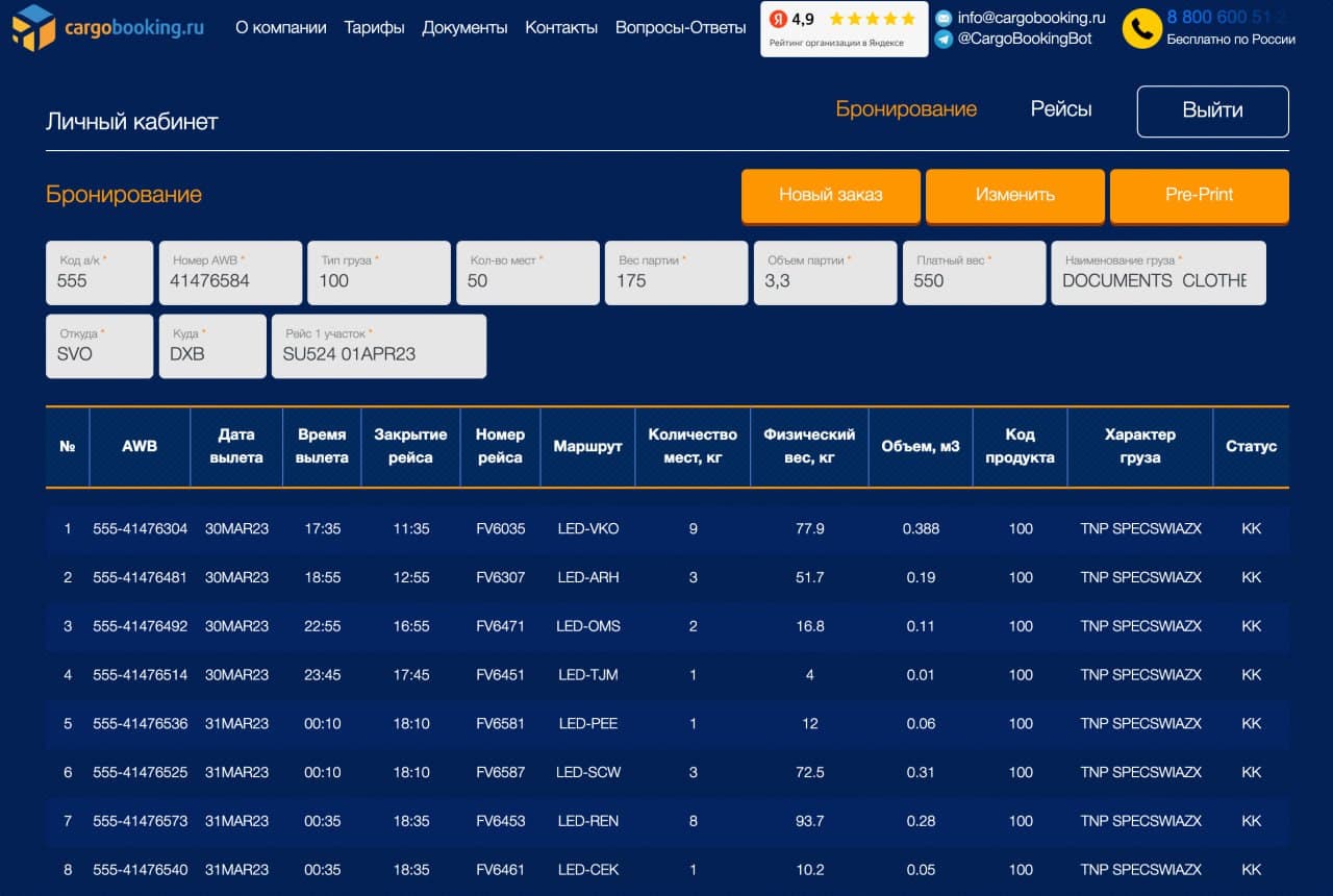 CargoCode — система управления грузовыми авиаперевозками